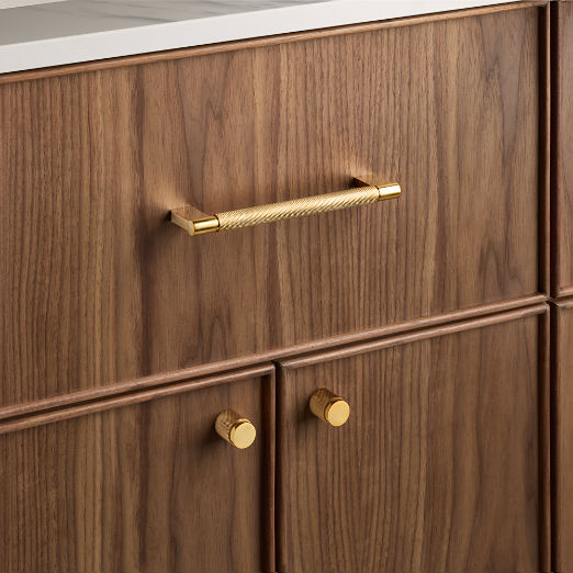 Nicolo Knurled Unlacquered Brass Cabinet Handles