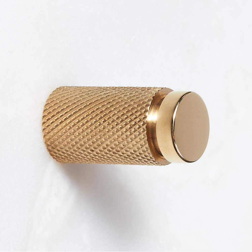 6 Nicolo Knurled Unlacquered Brass Handle