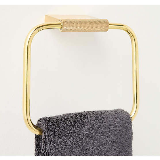 Nicolo Knurled Unlacquered Brass Towel Ring