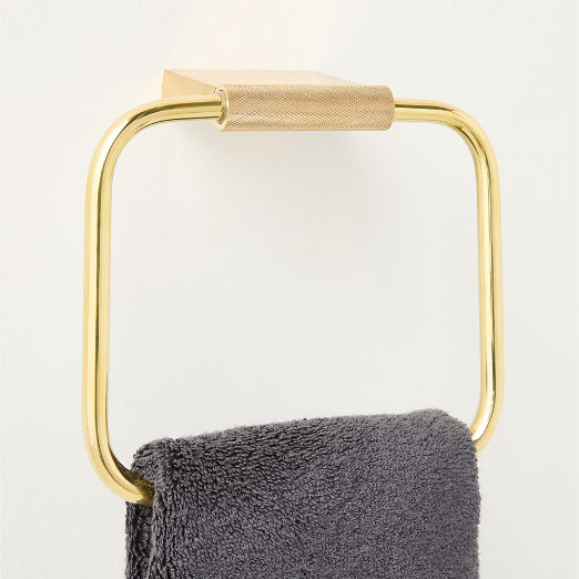 Nicolo Knurled Unlacquered Brass Towel Ring