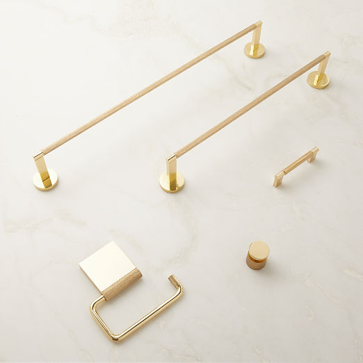 Nicolo Knurled Polished Unlacquered Brass Towel Bars