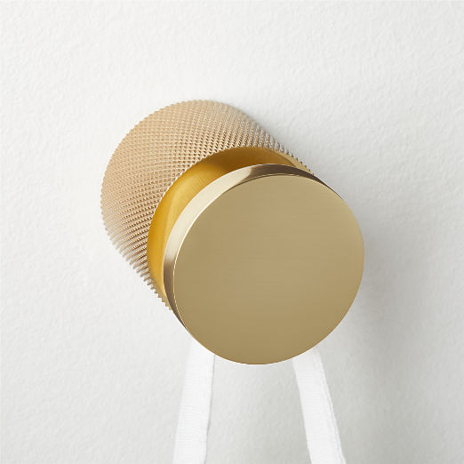 Nicolo Knurled Polished Unlacquered Brass Wall Hook