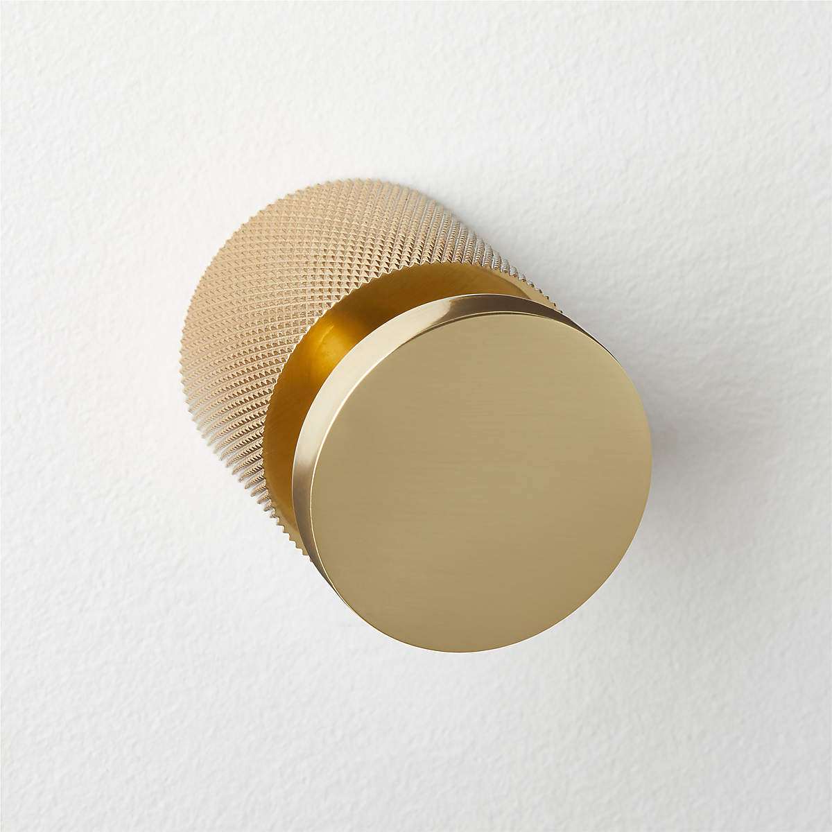 Nicolo Knurled Polished Unlacquered Brass Wall Hook + Reviews | CB2