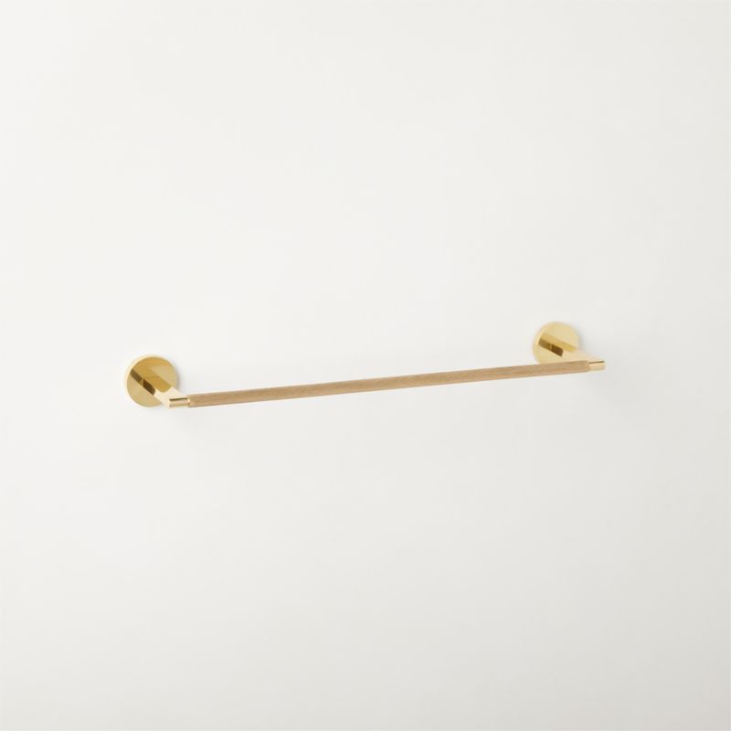 Nicolo Knurled Polished Unlacquered Brass Towel Bar 18'' + Reviews | CB2