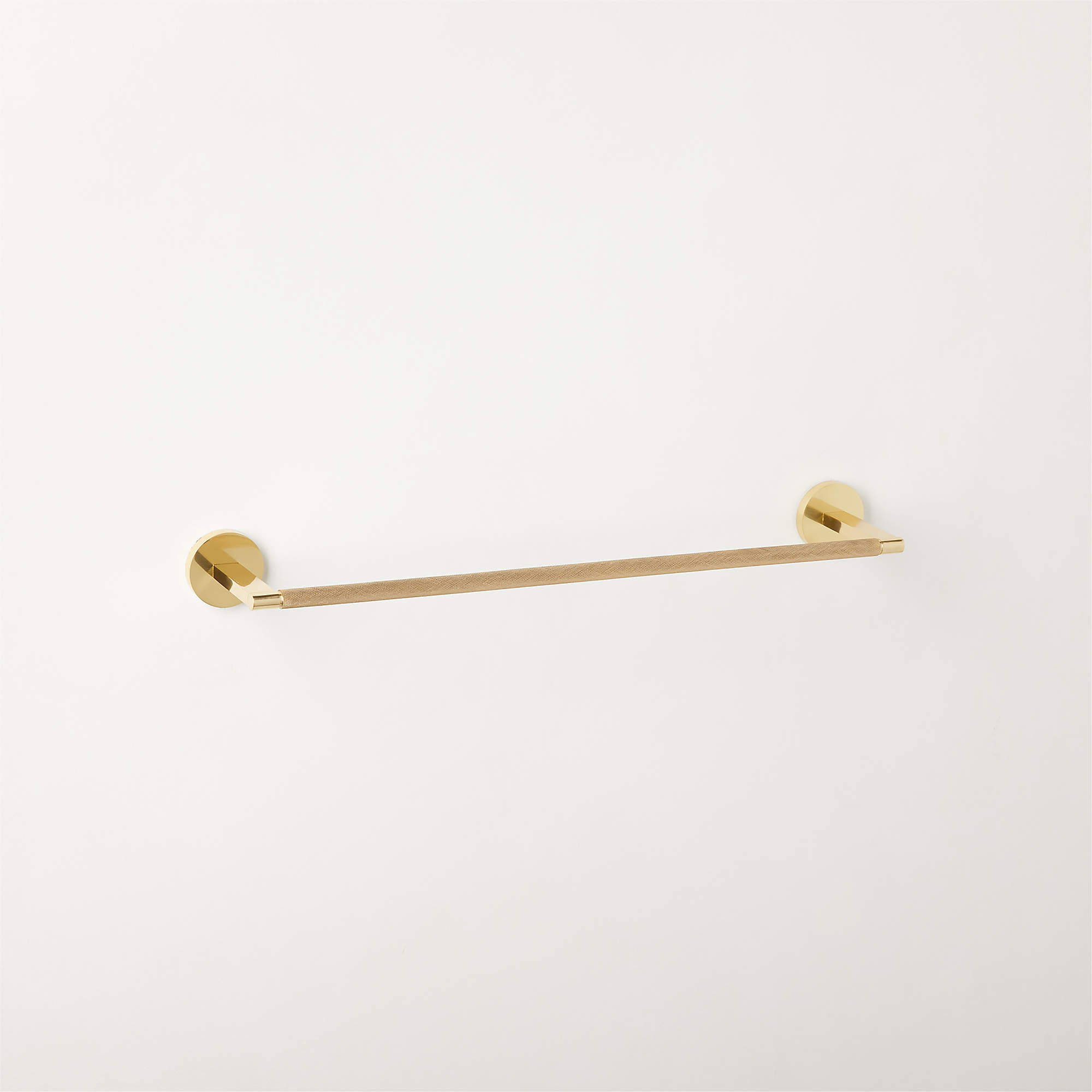 Nicolo Knurled Polished Unlacquered Brass Towel Bar 18'' + Reviews | CB2