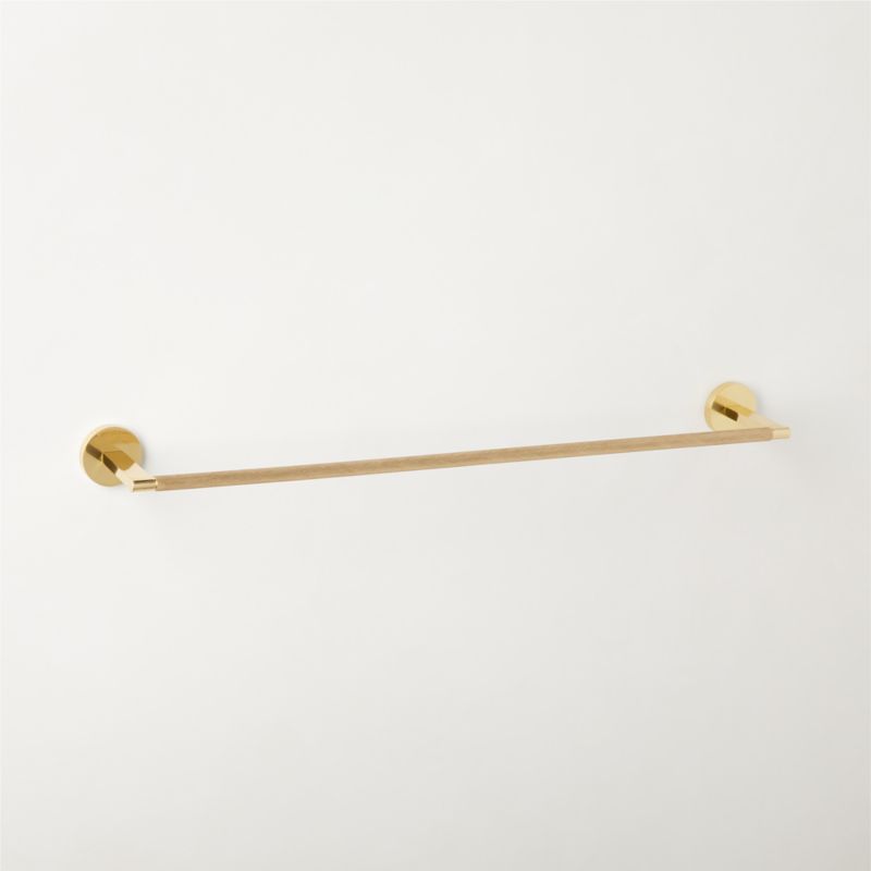 Nicolo Knurled Polished Unlacquered Brass Towel Bar 24'' + Reviews | CB2