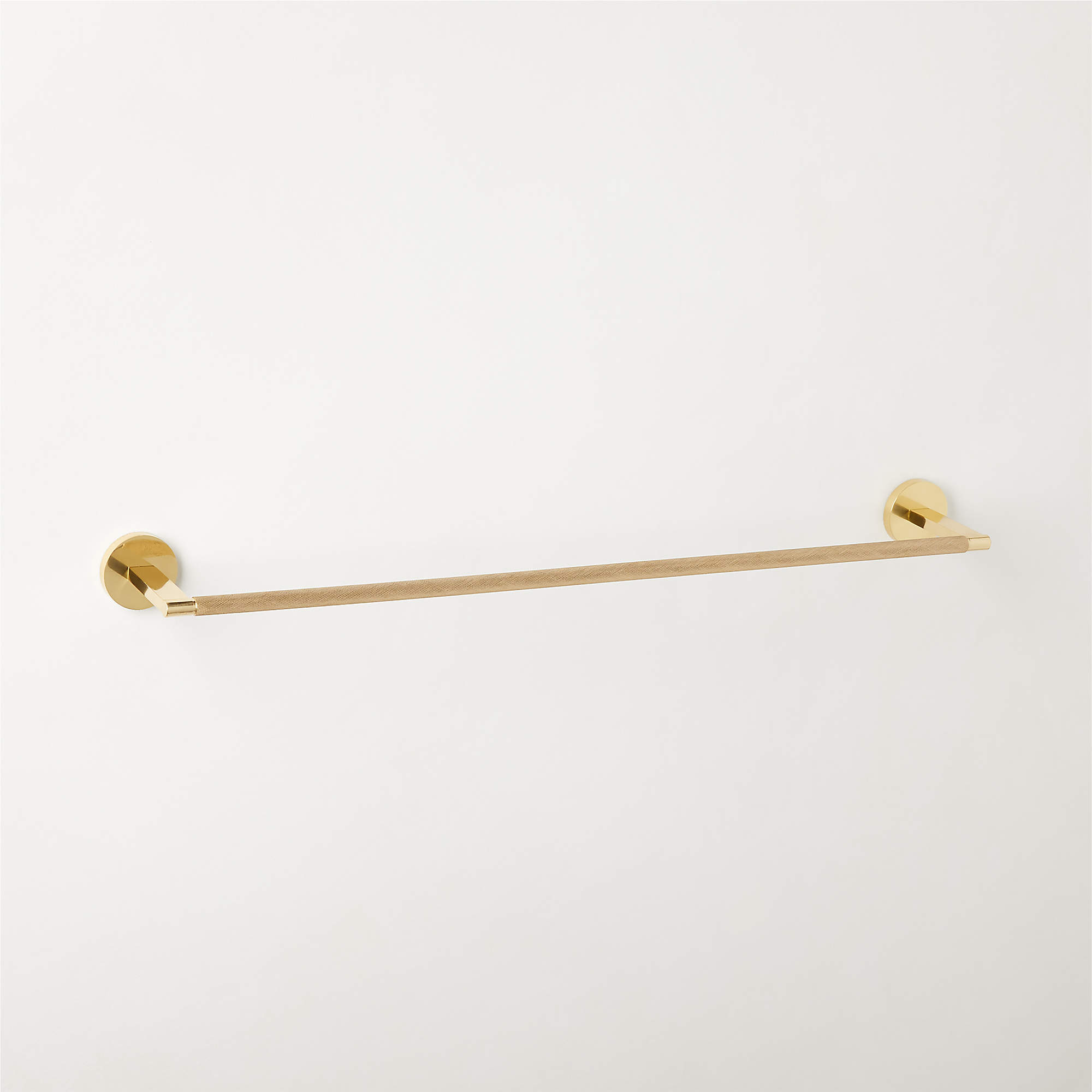 Nicolo Knurled Polished Unlacquered Brass Towel Bar 24'' | CB2