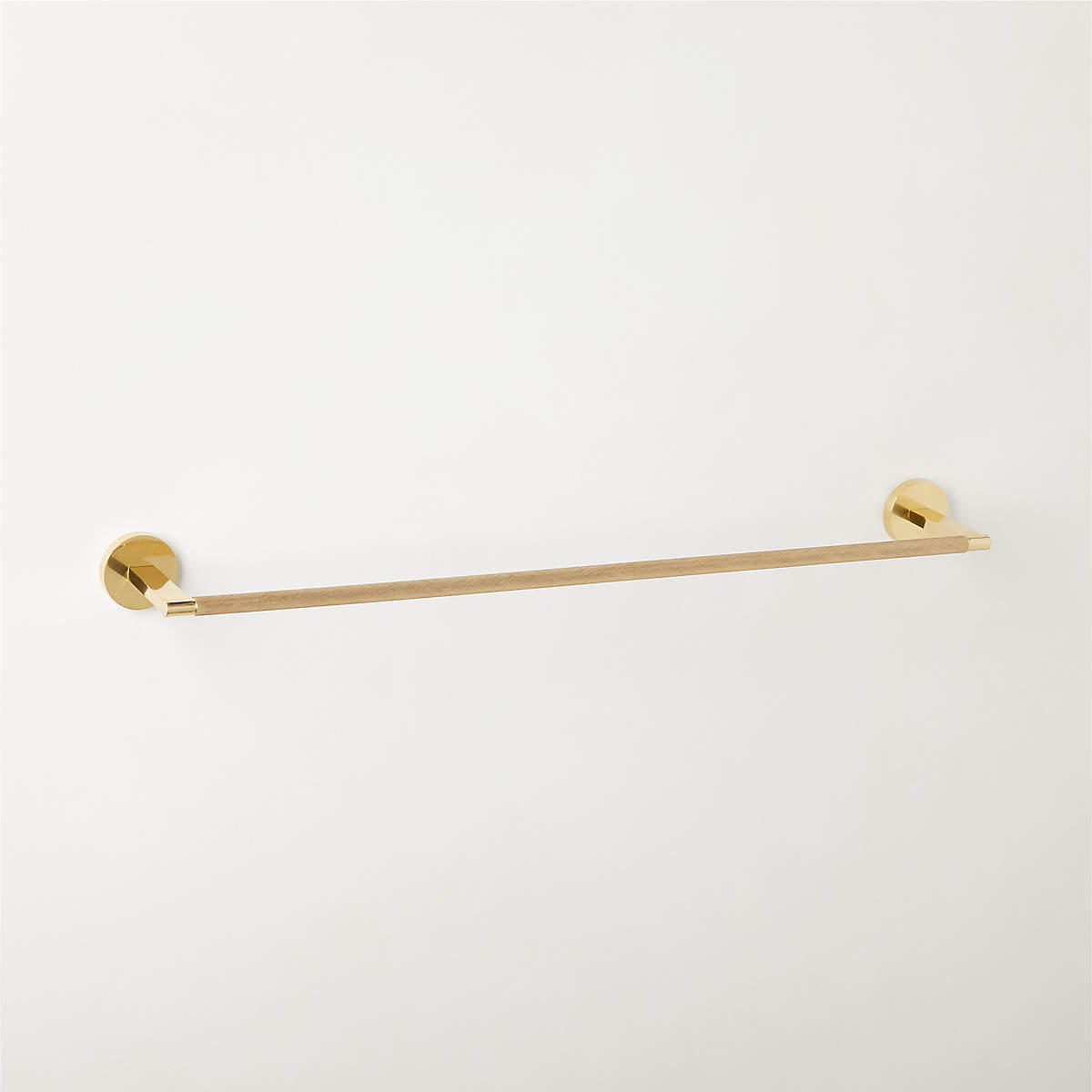 Nicolo Knurled Polished Unlacquered Brass Towel Bar 24'' | CB2