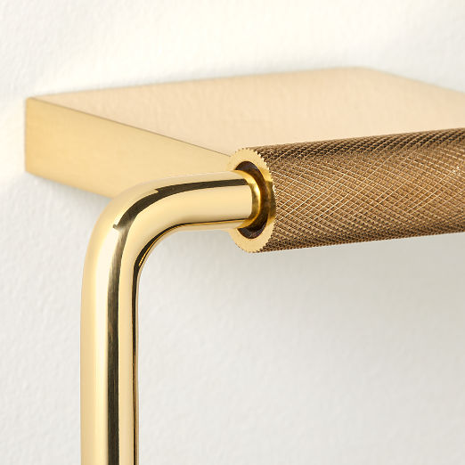 Nicolo Knurled Polished Unlacquered Brass Wall Mount Toilet Paper Holder