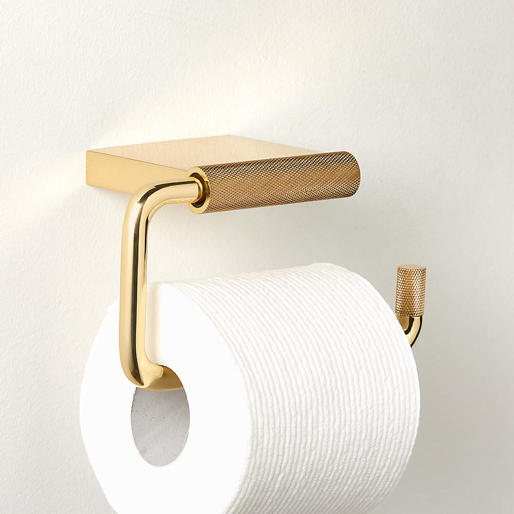 Nicolo Knurled Polished Unlacquered Brass Wall Mount Toilet Paper