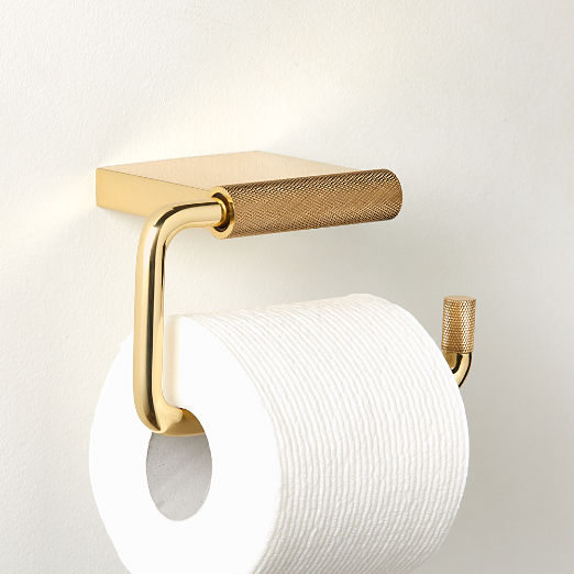 Nicolo Knurled Polished Unlacquered Brass Wall-Mounted Toilet Paper Holder