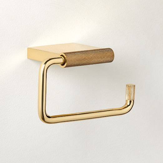 Nicolo Knurled Polished Unlacquered Brass Wall-Mounted Toilet Paper Holder