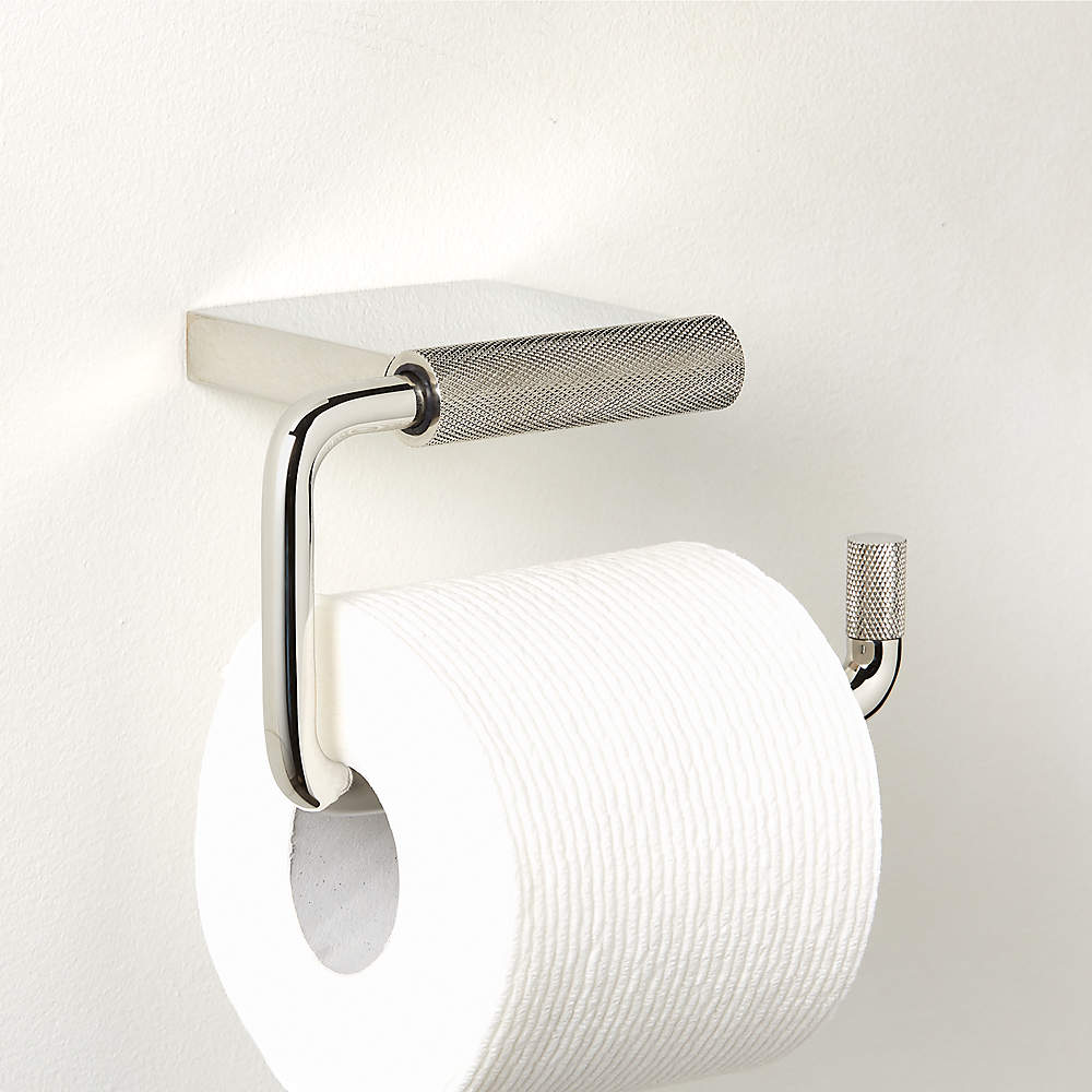Nicolo Knurled Polished Nickel Wall Mount Toilet Paper Holder +