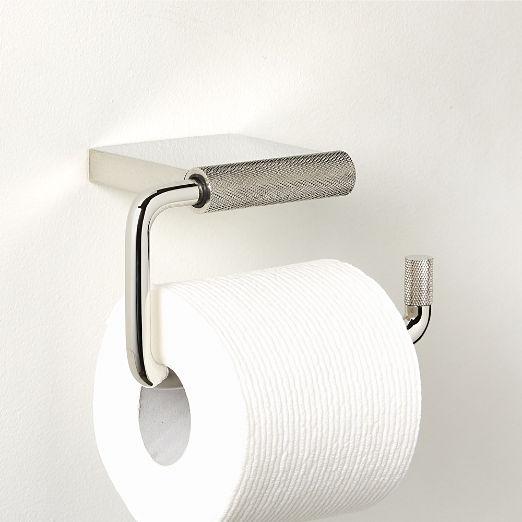 Nicolo Knurled Polished Nickel Wall-Mounted Toilet Paper Holder