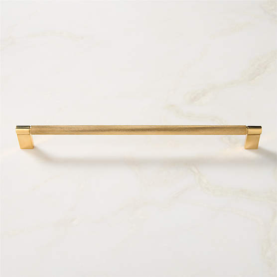 Nicolo Knurled Unlacquered Brass Cabinet Handle 12"