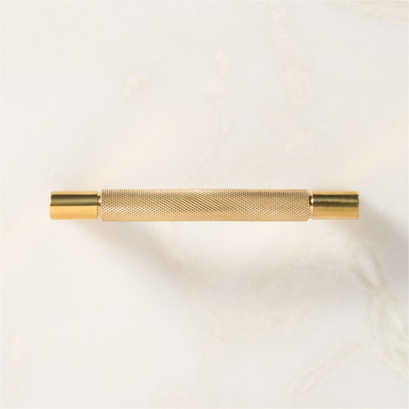 Nicolo Knurled Unlacquered Brass Cabinet Handle 4" - image 1 of 8