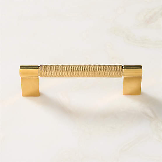 Nicolo Knurled Unlacquered Brass Cabinet Handle 4"