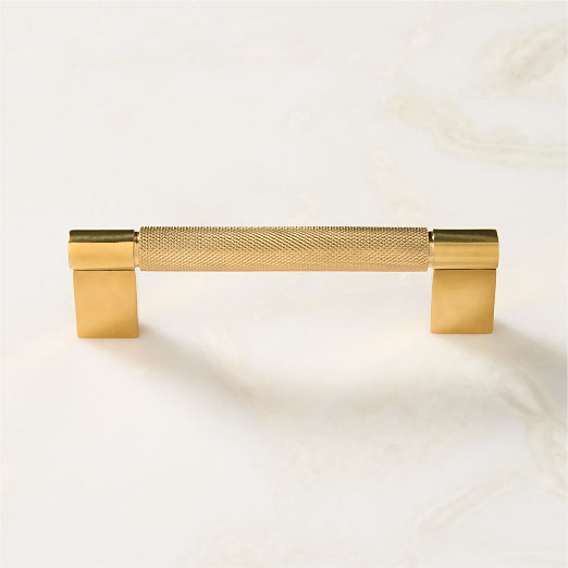 Nicolo Knurled Unlacquered Brass Cabinet Handle 4"