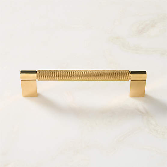 Nicolo Knurled Unlacquered Brass Cabinet Handle 5"