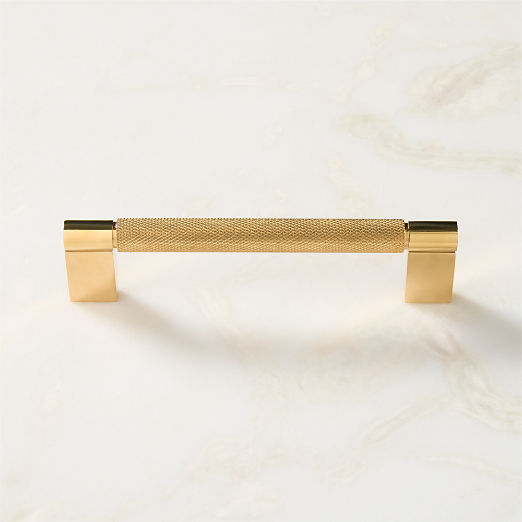 Nicolo Knurled Unlacquered Brass Cabinet Handle 5"