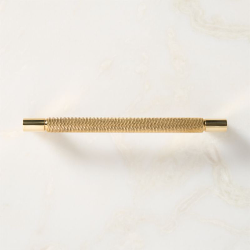 Nicolo Knurled Unlacquered Brass Cabinet Handle  6" - image 1 of 8