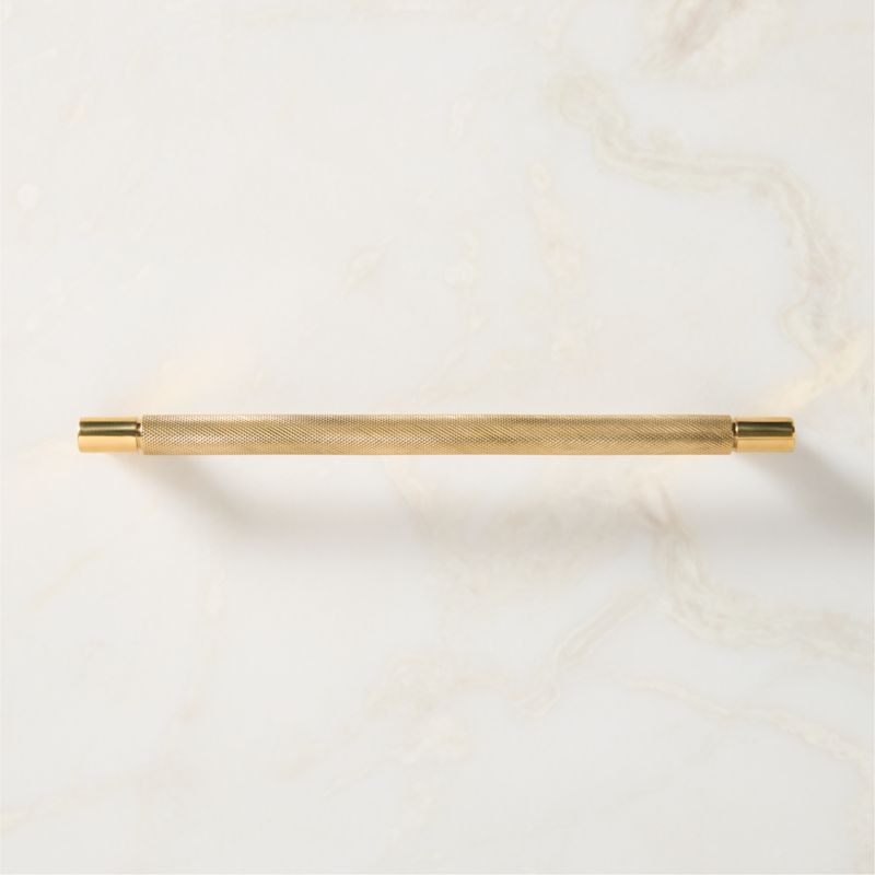 Nicolo Knurled Unlacquered Brass Cabinet Handle 8" - image 1 of 8