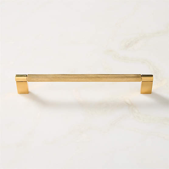 Nicolo Knurled Unlacquered Brass Cabinet Handle 8"