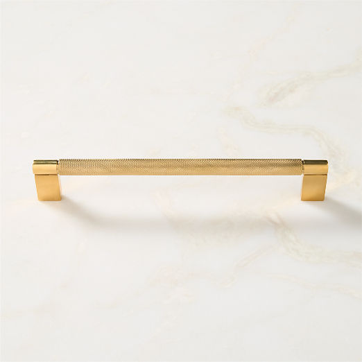 Nicolo Knurled Unlacquered Brass Cabinet Handle 8"