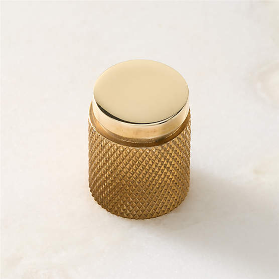Nicolo Knurled Unlacquered Brass Cabinet Knob