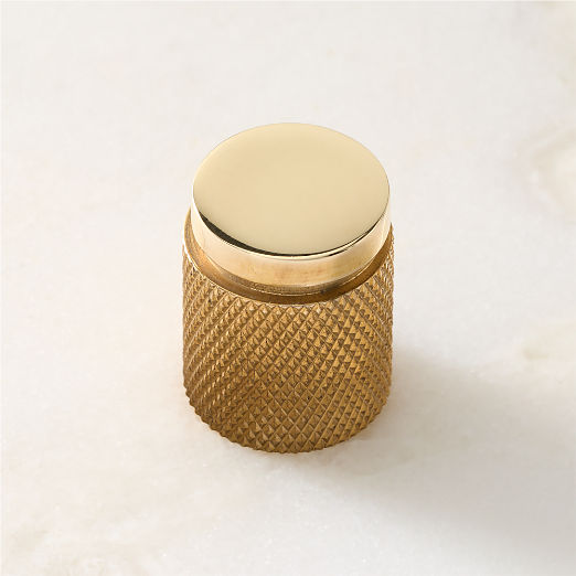 Nicolo Knurled Unlacquered Brass Cabinet Knob