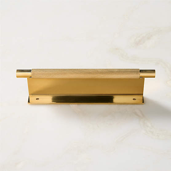 Nicolo Knurled Unlacquered Brass Drawer Pull 7"