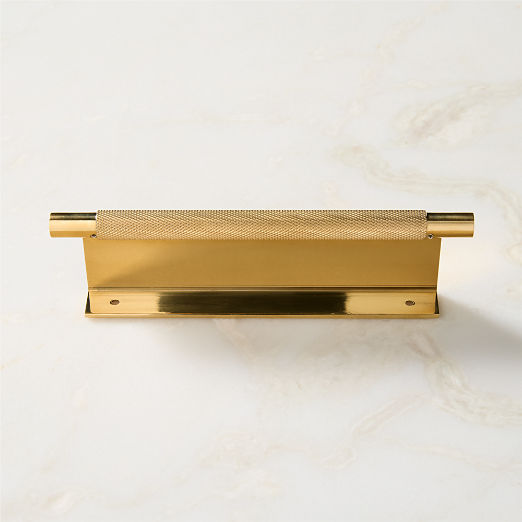 Nicolo Knurled Unlacquered Brass Drawer Pull 7"