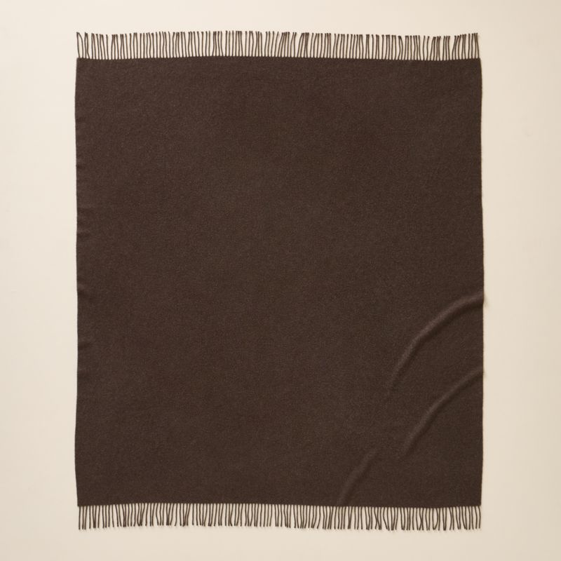 Nido Sepia Brown Wool Blend Throw Blanket 55"x60" - image 3 of 6