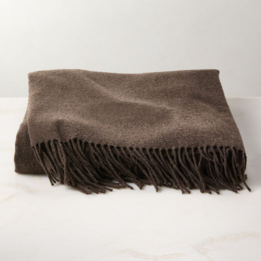 Nido Sepia Brown Wool Blend Throw Blanket 55"x60"