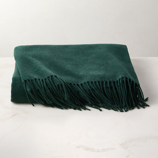 Nido Green Wool Blend Throw Blanket 55"x60"