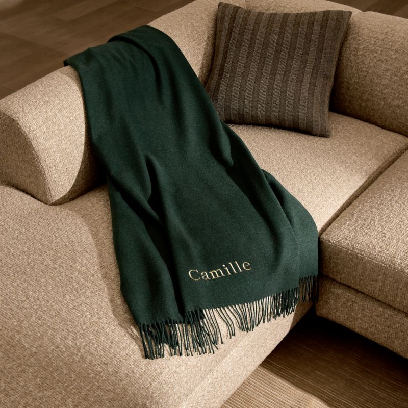 Nido Green Wool Blend Throw Blanket 55"x60" - image 1 of 6