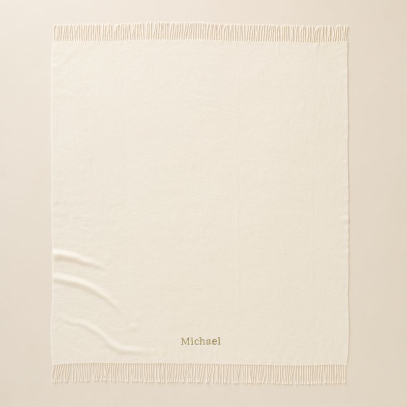 Nido Warm White Wool Blend Throw Blanket 55"x60" - image 4 of 6