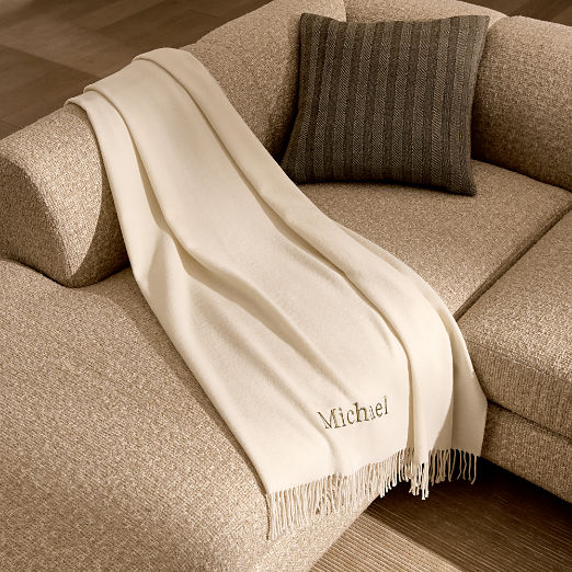 Nido Warm White Wool Blend Throw Blanket 55"x60"