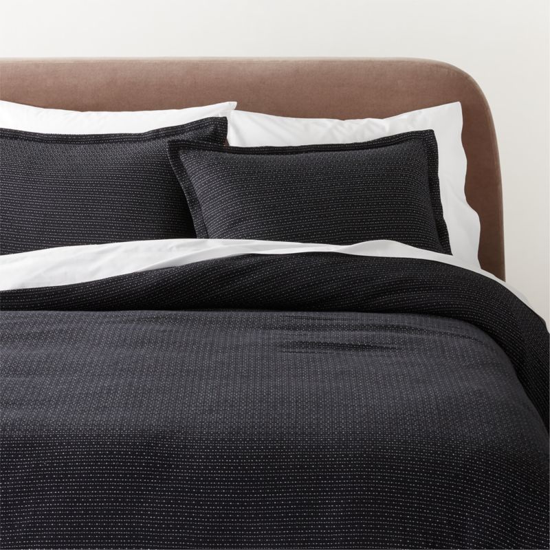 Niera Pinstitch Organic Cotton Black King Pillow Shams Set of 2 ...