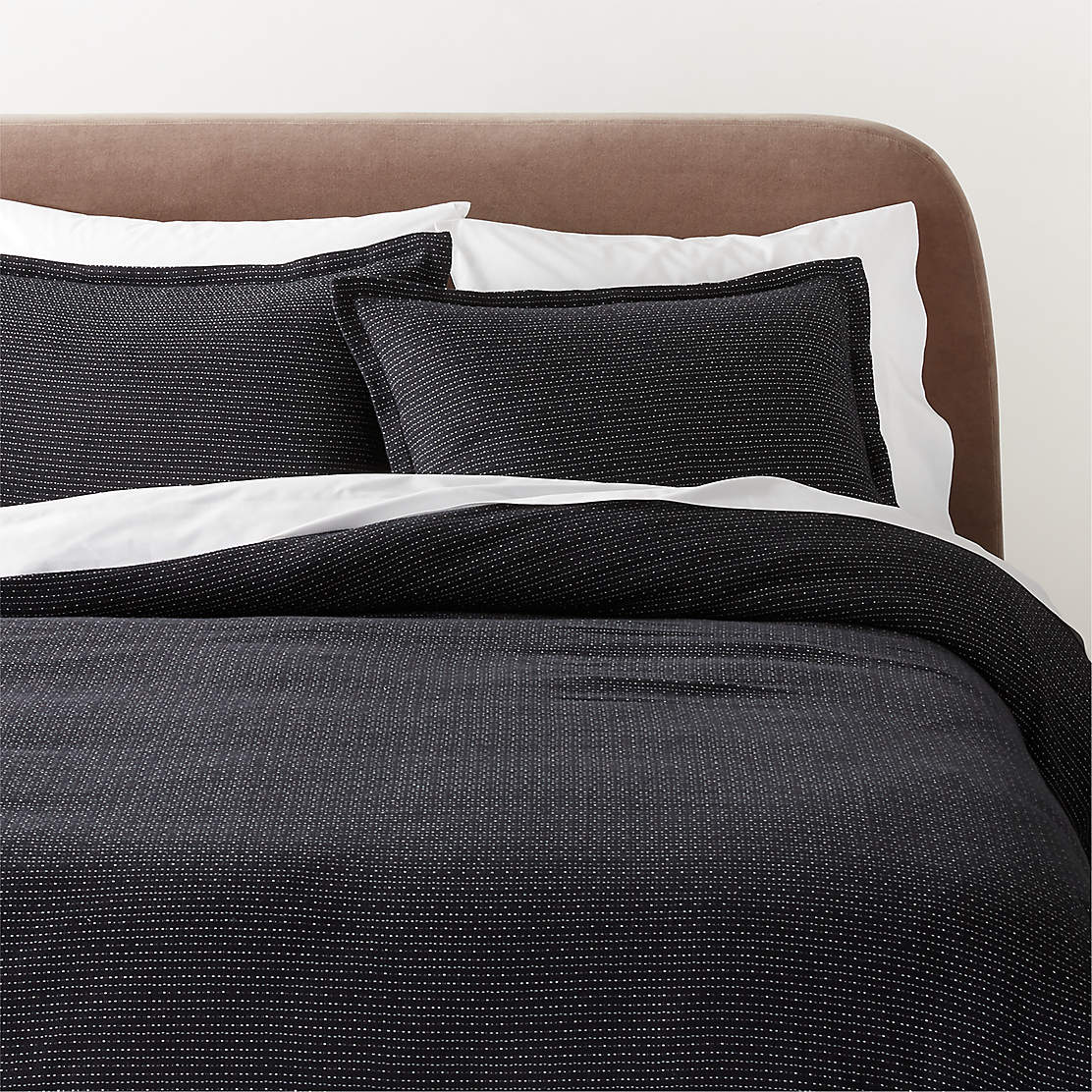 Maisa Organic Cotton Slub Black King Duvet Cover CB2