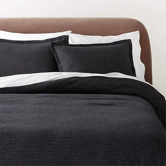 Monty Modern Full/Queen Organic Cotton Black Duvet Cover + Reviews CB2