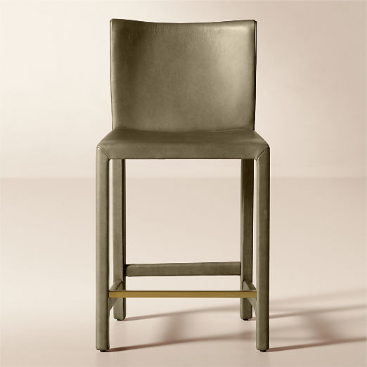 Nigel Grey Leather Counter Stool Set of 2