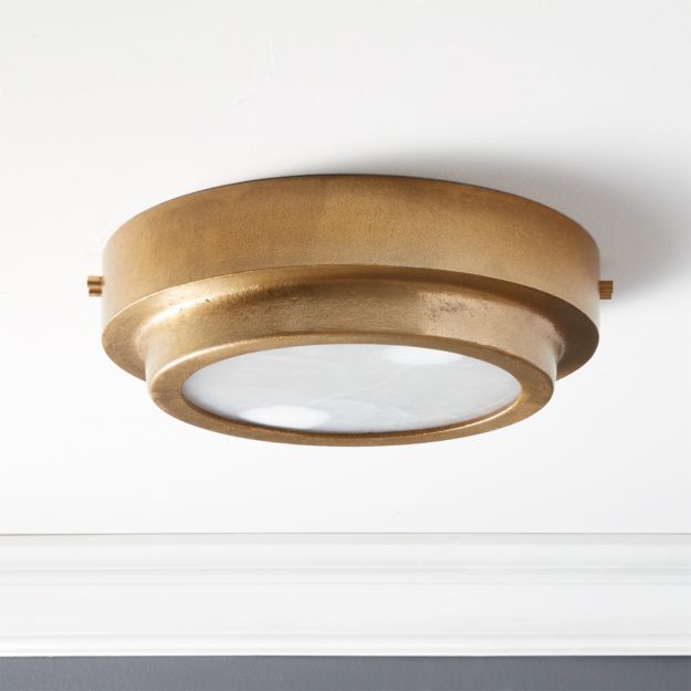 Nina Alabaster Brass Flush Mount Light + Reviews CB2