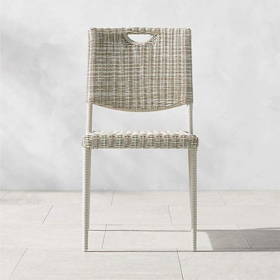 Peek Modern Rattan Outdoor Dining Chair with Ivory Sunbrella Cushion