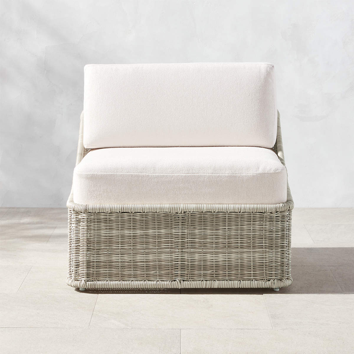 Nino Ivory Rattan Outdoor Lounge Chair with Ivory Boucle Sunbrella ...