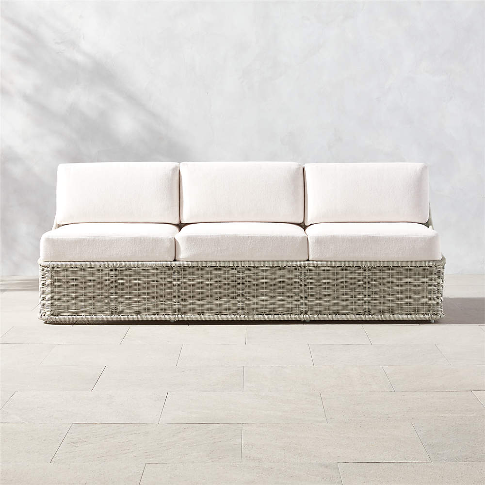 White wicker patio discount sofa