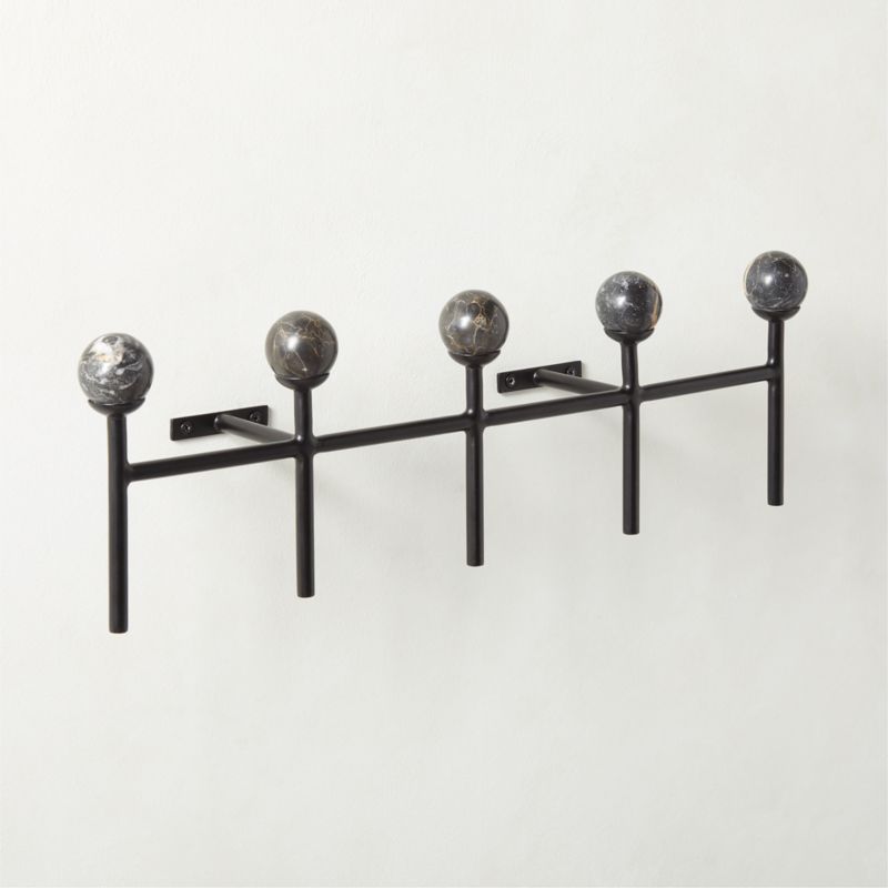 Noa Black Floral Marble Wall Coat Rack + Reviews