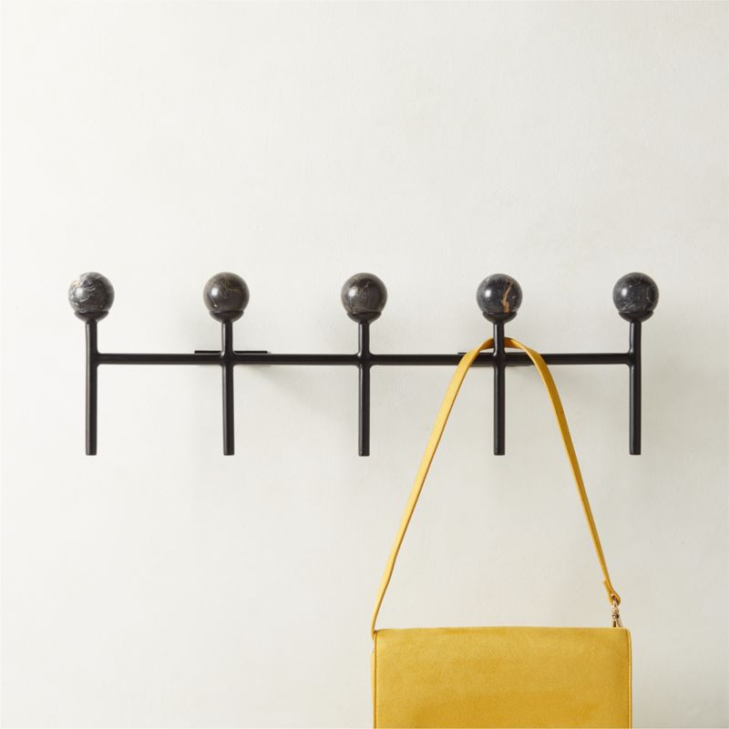 Noa Black Floral Marble Wall Coat Rack