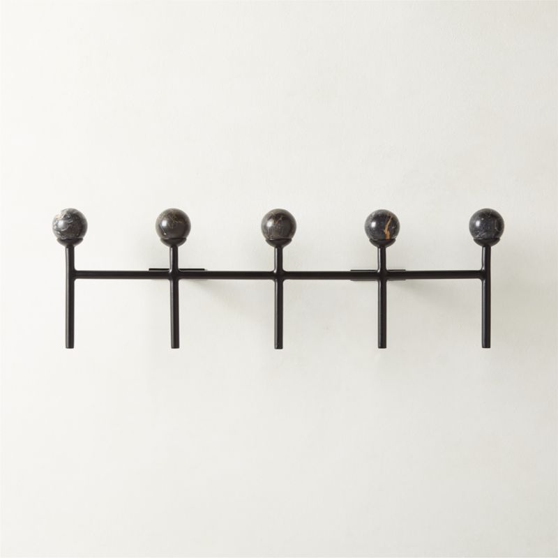 View Noa Black Floral Marble Wall Coat Rack details