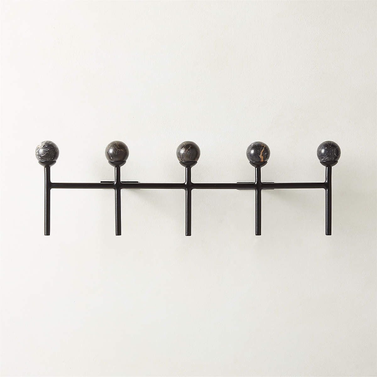 Noa Black Floral Marble Wall Coat Rack (Open Larger View)